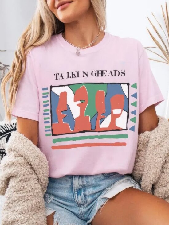 Comfort Colors Tops - Vintage 90s Talking Heads Rock Band Unisex T-Shirt, Talking Heads unisex tee